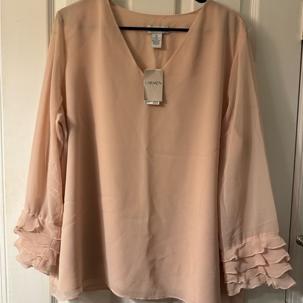 Carmen Women's Blush V-Neck Blouse